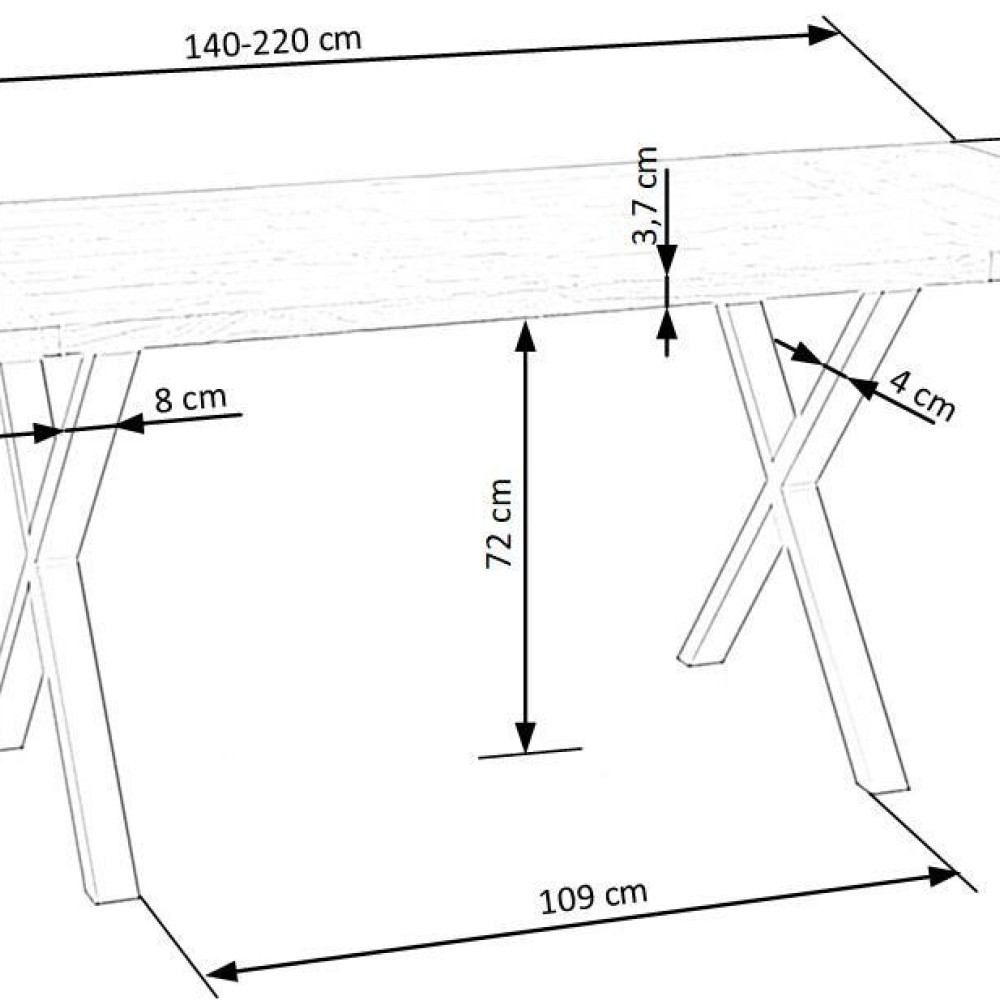 Saliekamais galds APEX masīvkoks 140/85 cm (pēc izvēles: darba virsmas pagarinājums)
