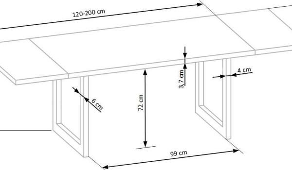 Saliekamais galds RADUS dabīgais finieris 120/78 cm (pēc izvēles: darba virsmas pagarinājums)