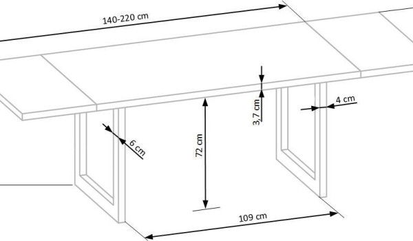 Saliekamais galds RADUS dabīgais finieris 140/85 cm (pēc izvēles: darba virsmas pagarinājums)