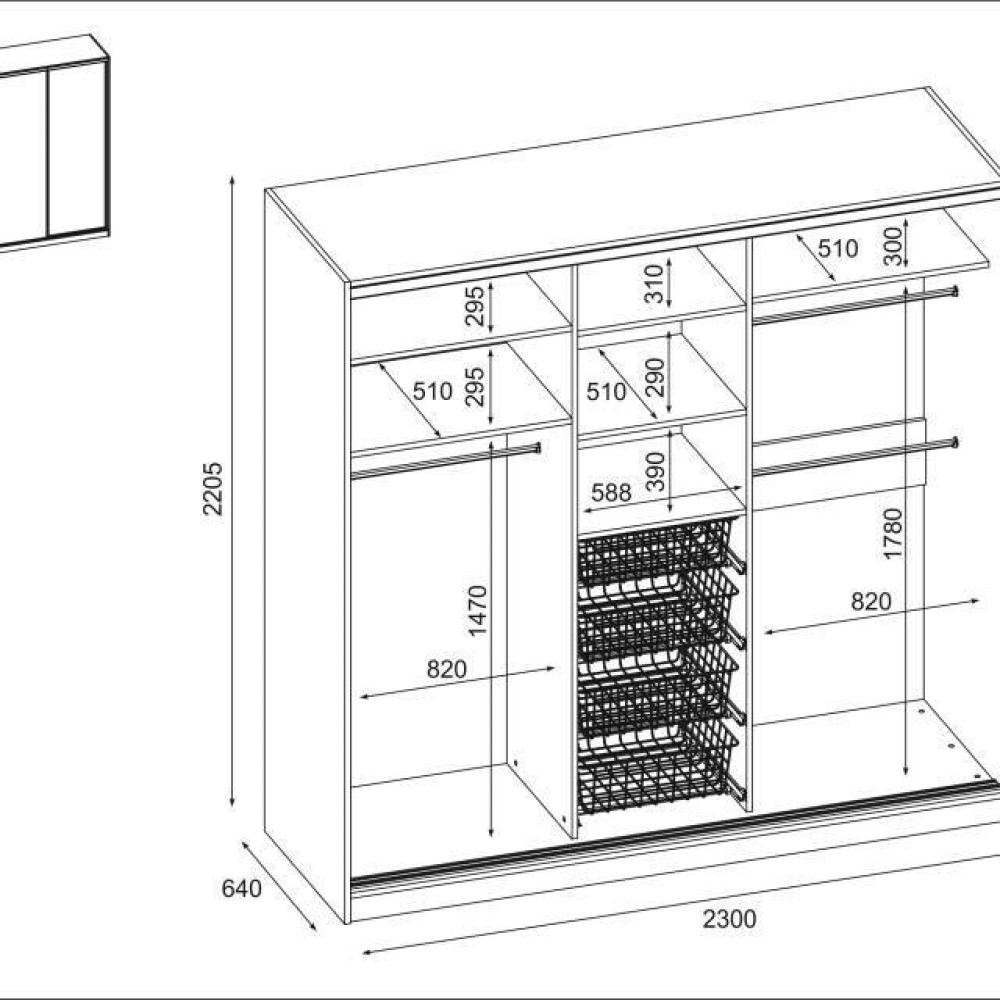 Bīdāmais skapis 3D/230