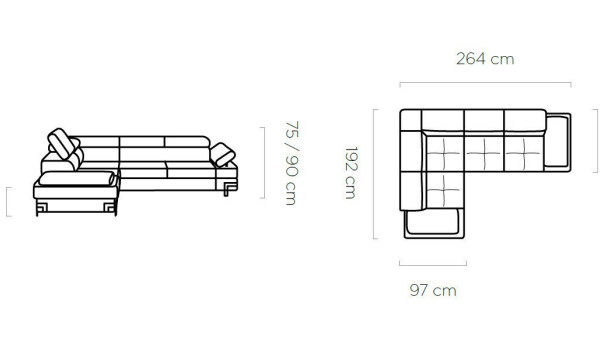 Stūra dīvāns EMPORIO L2